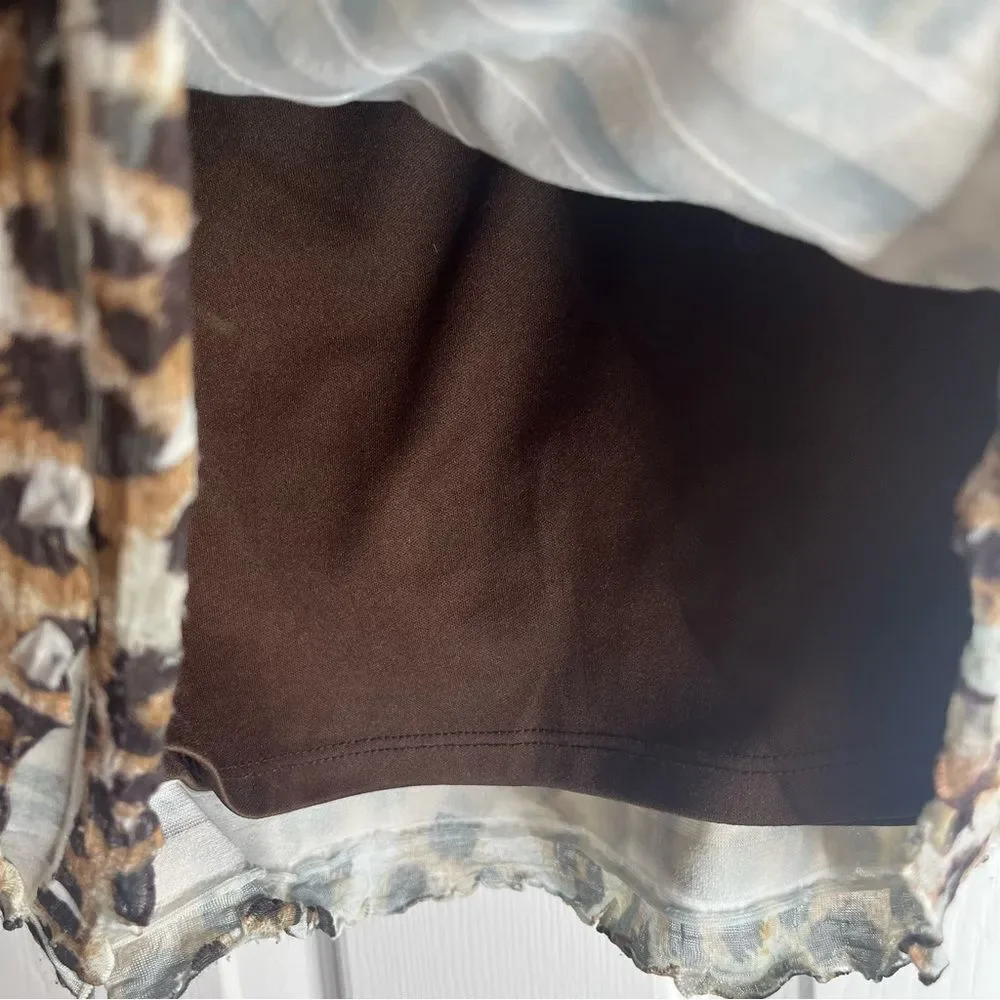 Justice Leopard Print Tiered Ruffle Skort Mini Skirt Black Brown Girls 7